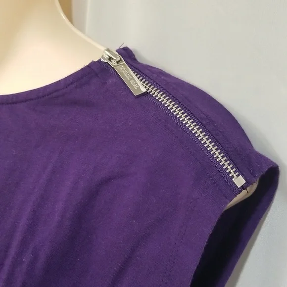 Michael Kors Zipper Shoulder Ruched Top Small - Picture 4 of 7
